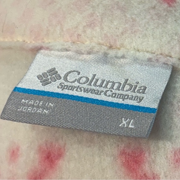 Columbia Women’s XL Fleece Jacket Pink Yellow Pattern Zip Pockets - Picture 6 of 10